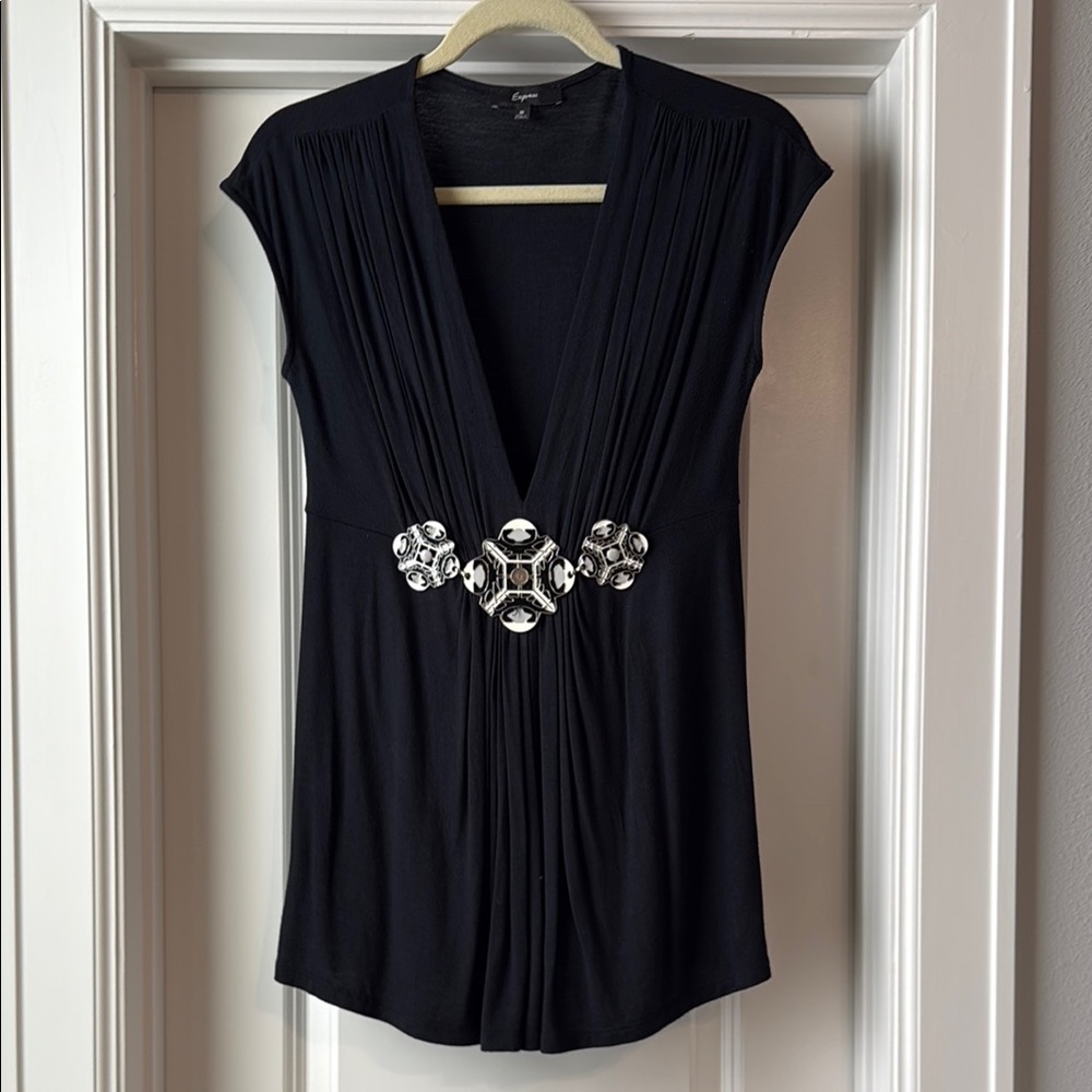 EXPRESS Elegant Black Top with Embellishments